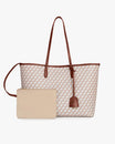 TOTE MONOGRAM tan et brun posé de face avec pochette amovible beige détachée