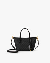 Sac SHOPPER NANO noir monogram, vue de face avec anses courtes et bandoulière amovible détachée