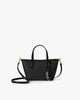 Sac SHOPPER NANO noir monogram, vue de face avec anses courtes et bandoulière amovible détachée