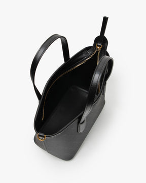 SHOPPER NANO Noir monogram, vue de dessus ouverte montrant l'intérieur, la fermeture zippée et les anses