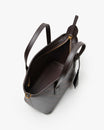 Shopper Nano Chocolat monogram, vue de dessus, sac ouvert montrant l'intérieur et la poche zippée