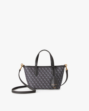 SHOPPER NANO in grey, front view with short handles and detachable shoulder strap unclipped