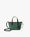 SHOPPER NANO Vert à motif Marble Arch, vue de face avec anses et bandoulière amovible posées