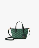 SHOPPER NANO Vert à motif Marble Arch, vue de face avec anses et bandoulière amovible posées