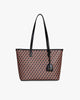 Sac TOTE MONOGRAM PM brun et noir, vue de face, anses plates portées à l'épaule