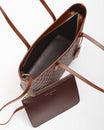 TOTE MONOGRAM Brown, open interior view with matching zippered removable pouch