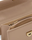 THEA bag in Beige, inside view showing the zip pocket and engraved gold clasp
