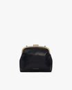 Sac EMMA en noir, vue de face, posé, fermoir doré vintage visible, sans bandoulière