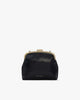 Sac EMMA en noir, vue de face, posé, fermoir doré vintage visible, sans bandoulière