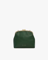 Sac EMMA vert émeraude, vue de face, fermoir cadre doré, sans bandoulière