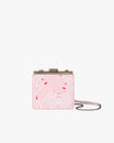 JEANNE bag in Imprimé Mains print, front view, gold metal clasp, chain and leather strap