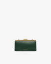 JEANNE BAGUETTE bag in emerald green, front view, standing, closed gold retro clasp