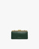 Sac JEANNE BAGUETTE vert émeraude, vue de face, posé, fermoir doré rétro fermé