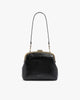 Sac EMMA noir naplak, vue de face avec bandoulière longue en cuir, fermoir fermé|upsale-option--bandouliere-courte-noir-naplak-1