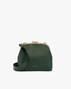 Sac EMMA vert émeraude de face, fermoir doré et anse courte détachable en cuir