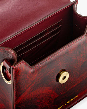 GABRIELLE bag in Marble, open interior view showing flap and three-slot card holder