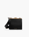 Sac JEANNE Noir de face, fermoir métallique doré et bandoulière réglable